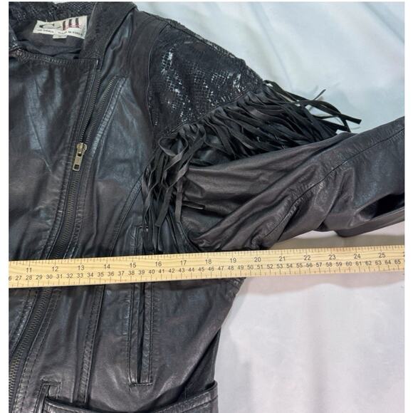 Vintage Leather Jacket G-III G3 Women's Large Black Coat Short Waist Length - Picture 7 of 8